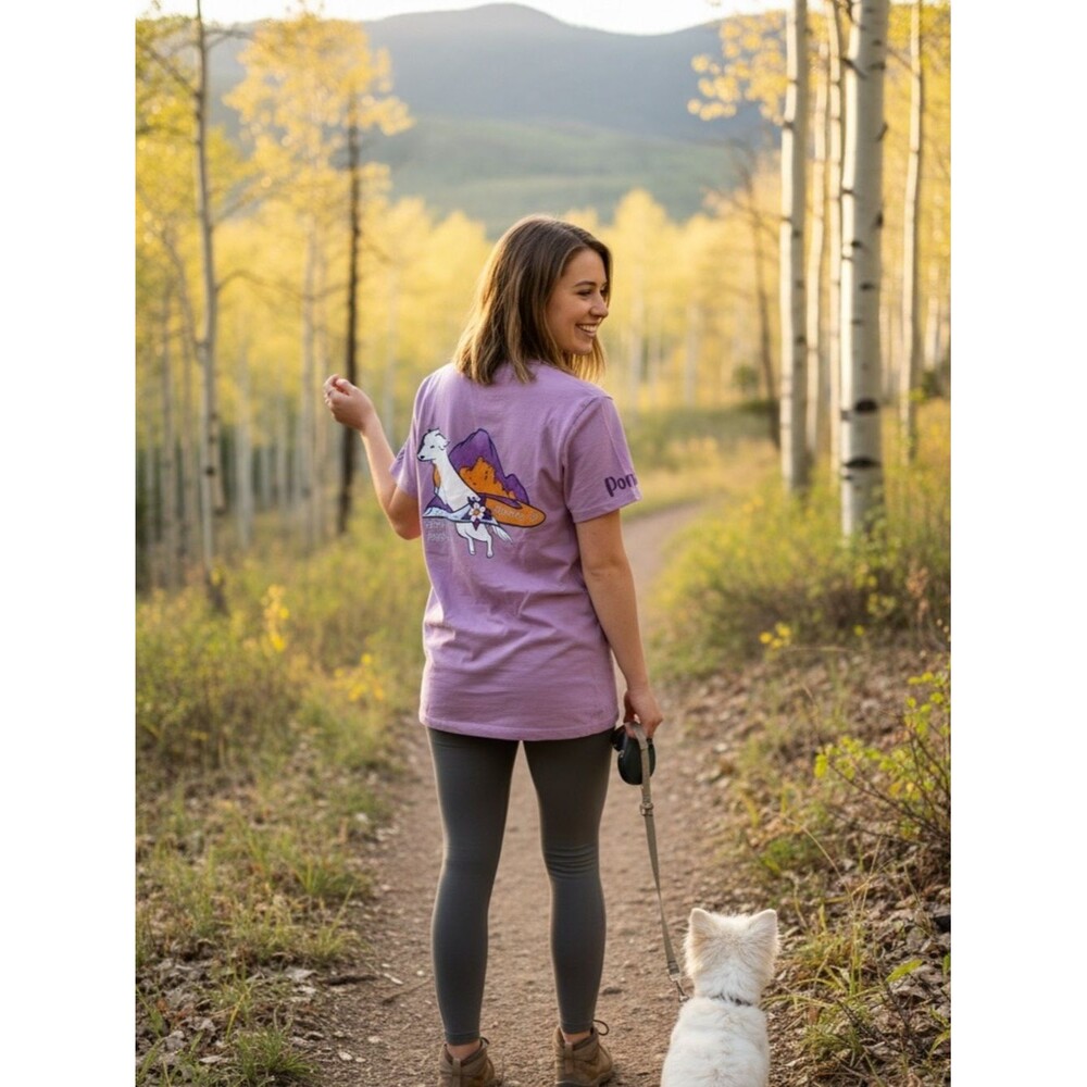 Life is Good Crusher Tee Womens L Lavender Purple 2024 TDAA Petit Prix Dog